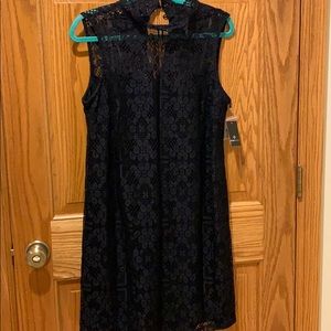 Black lace high neck dress